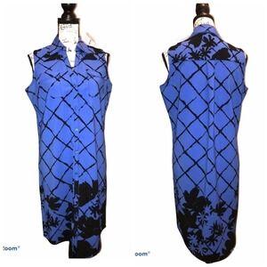 New York & Company Shirt Dress Blue Size Small Floral Print NWT Office Casual